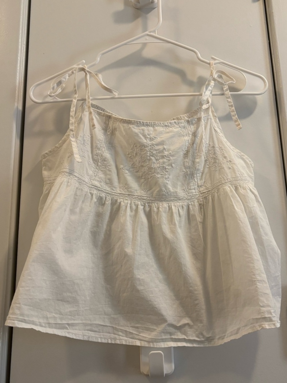 100% Cotton Cropped Spaghetti Strap Babydoll Top